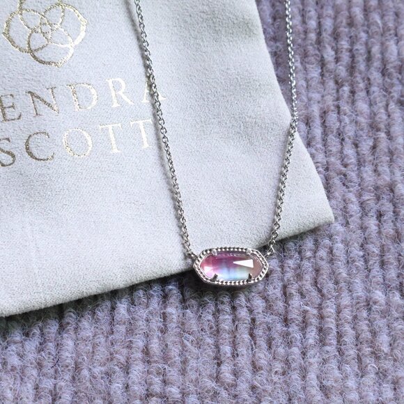 Kendra Scott✨ Elisa Silver Pendant Necklace Watercolor Illusion - Picture 2 of 2